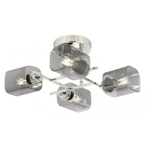 METAL and GLASS CHROME PLATED CHANDELIER 44 CM DIAMETER LOAD: 23 CM